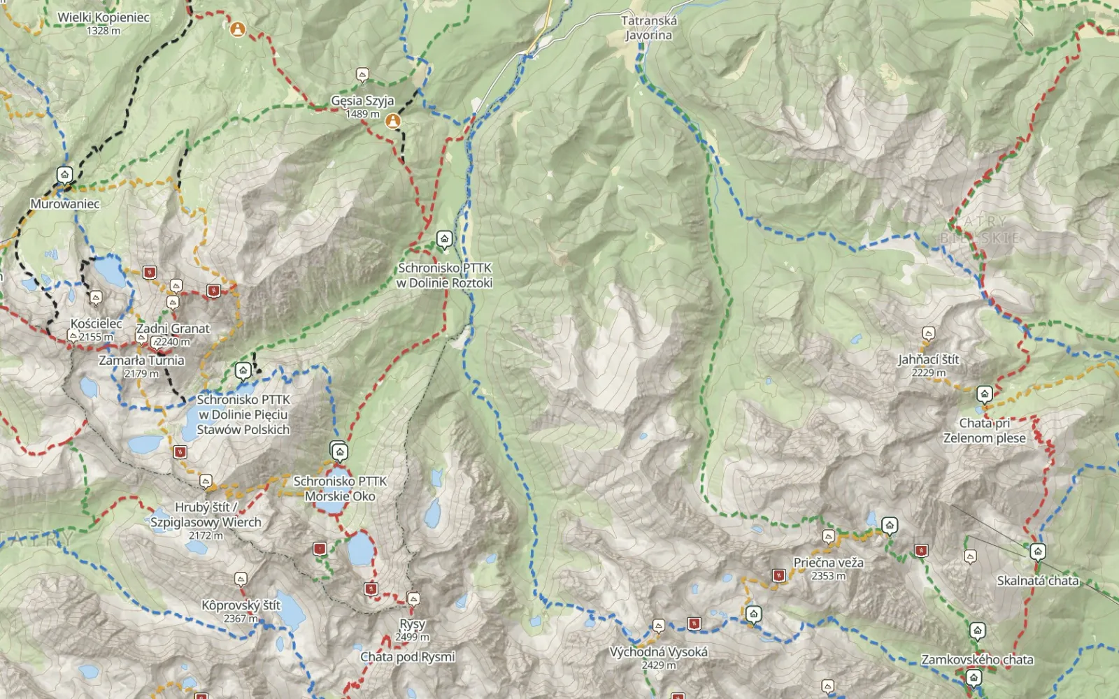 Mapa trasy Z Łysej Polany Doliną Białej Wody na Rohatkę
