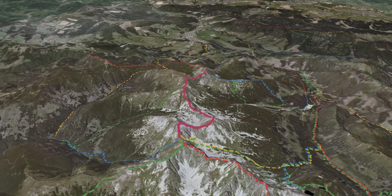 Widok satelitarny 3D na trasę Banikowska Przełęcz – Pachoł – Spalona – Salatyn – Brestowa