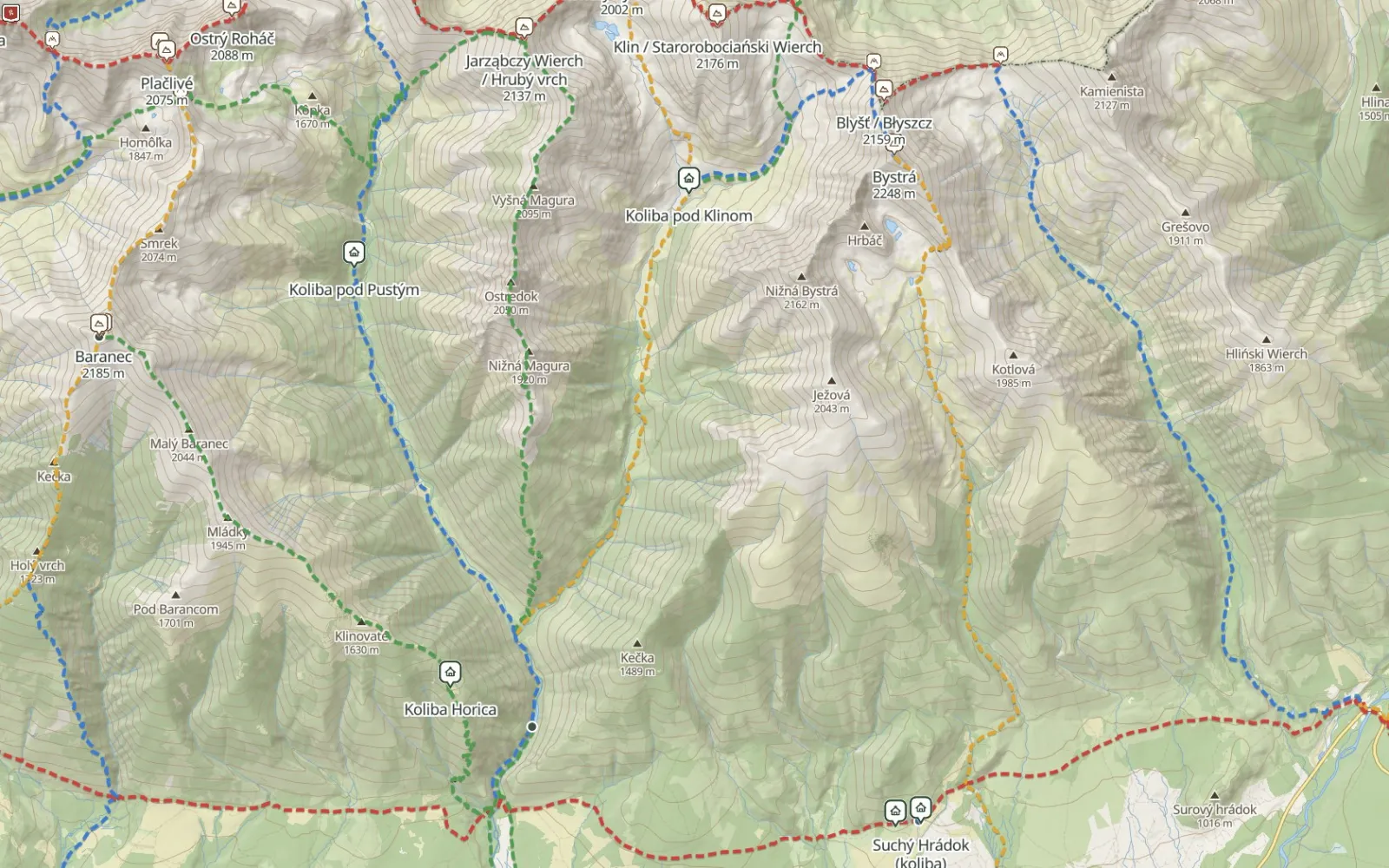 Mapa trasy Z Doliny Raczkowej na Bystrą