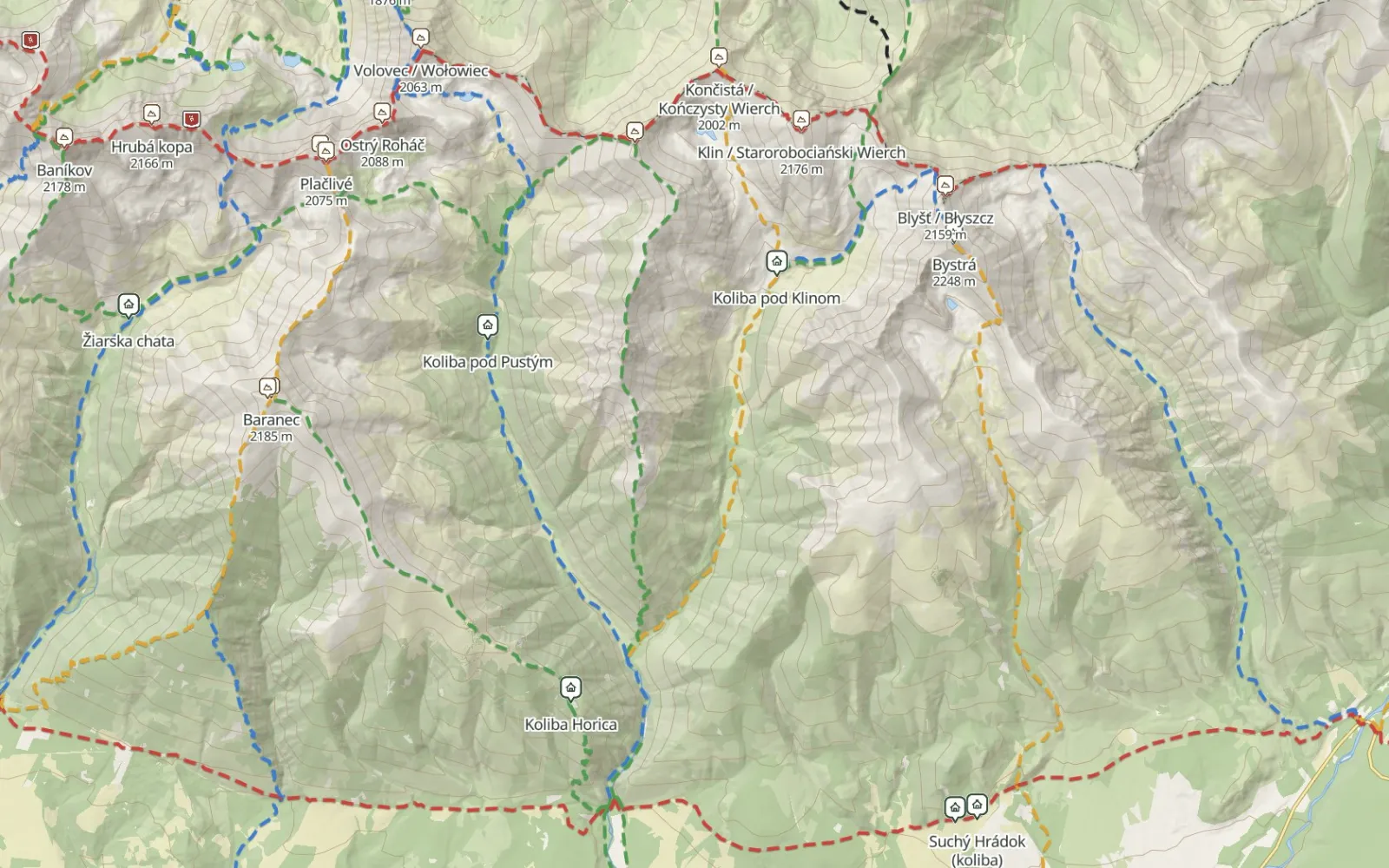 Mapa trasy Z Doliny Raczkowej na Kończysty Wierch
