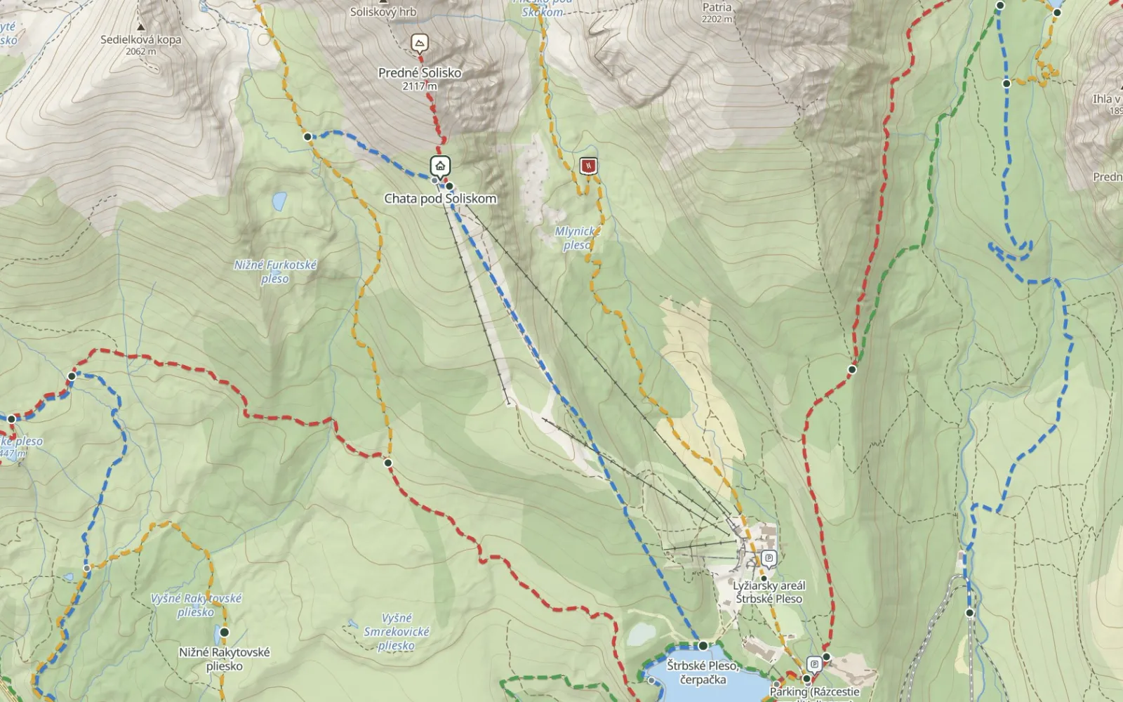 Mapa trasy Na Skrajne Solisko