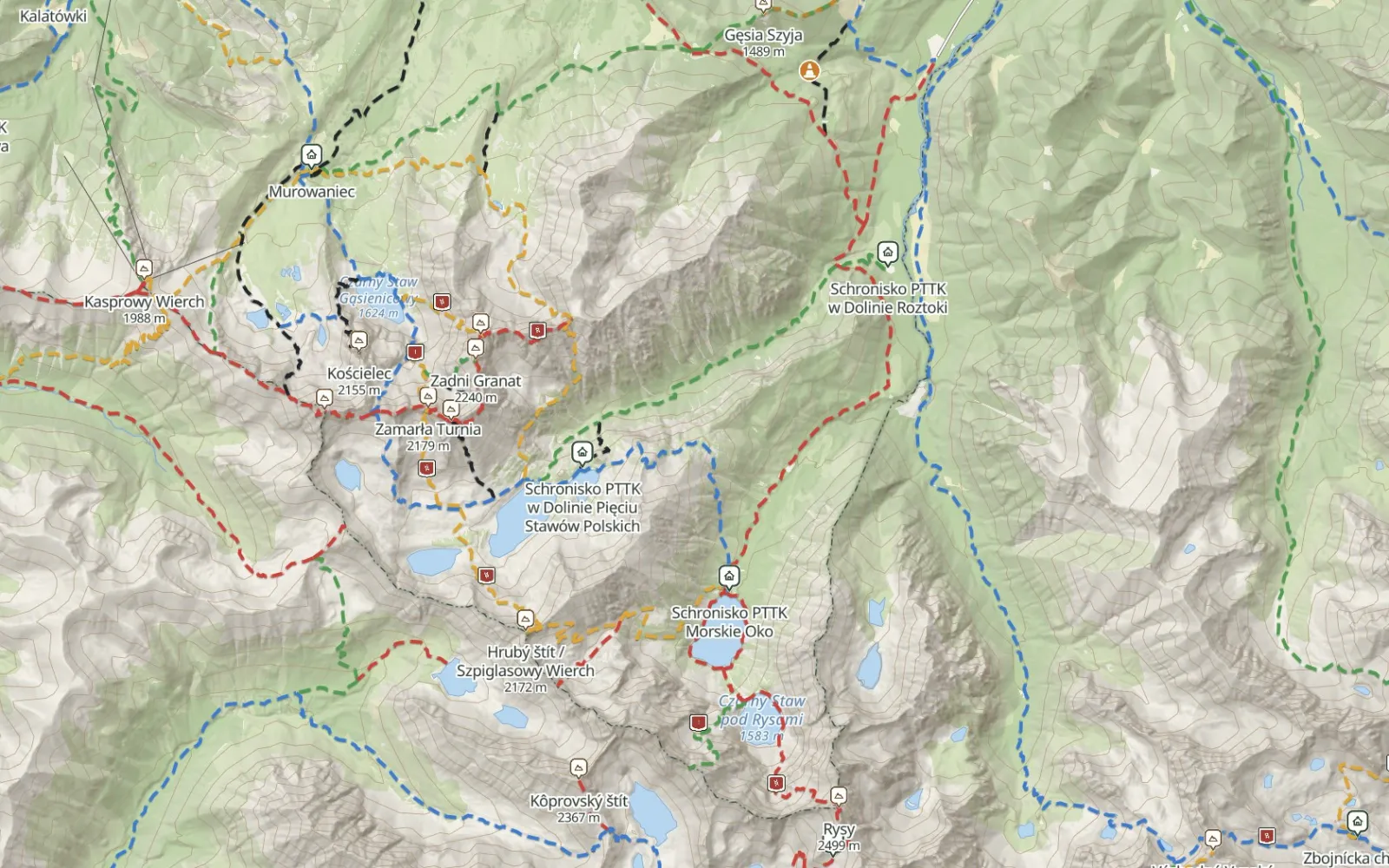Mapa tras: Rejon Morskiego Oka