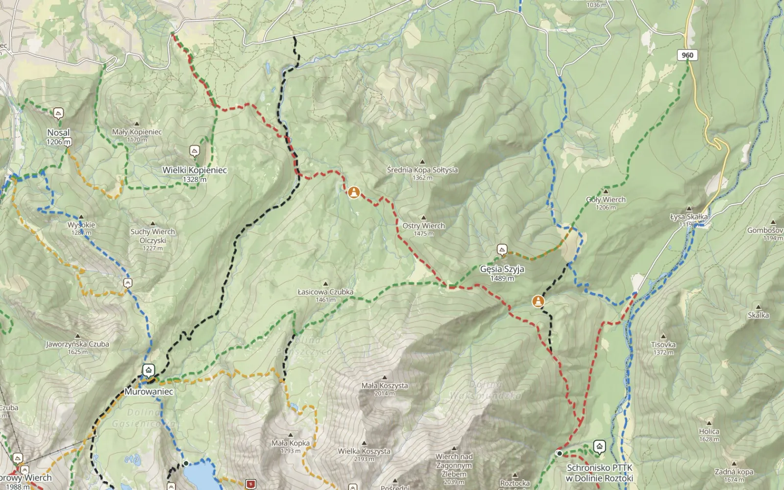 Mapa tras: Regle Tatr Wysokich