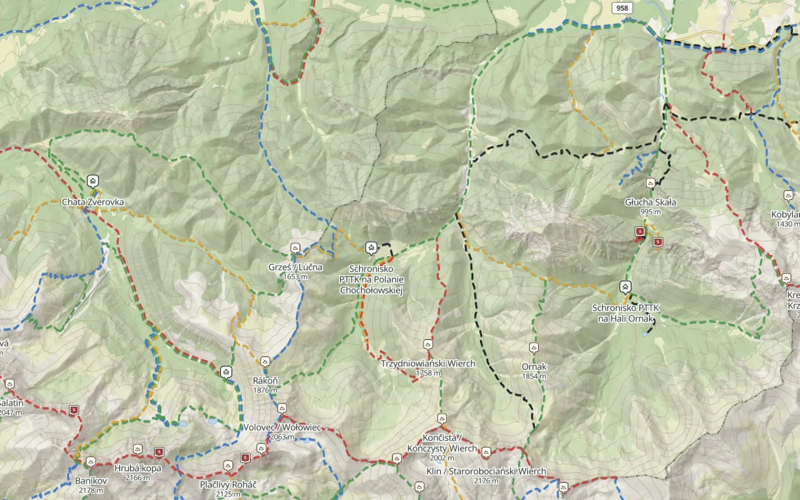 Mapa tras: Rejon Doliny Chochołowskiej